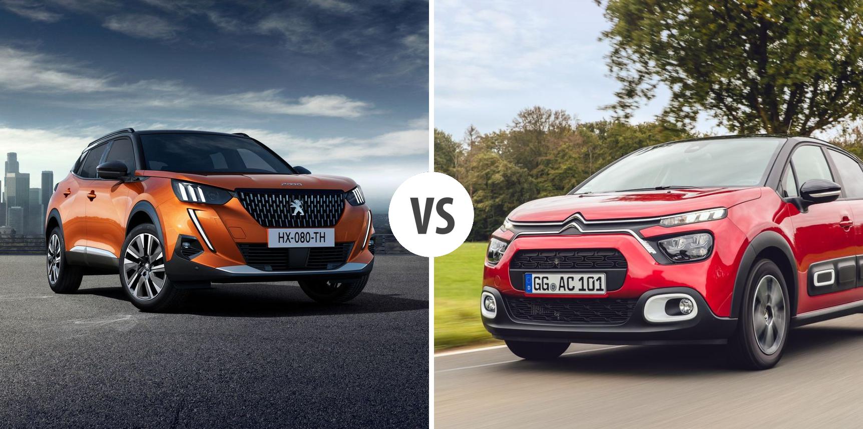 Peugeot 2008 vs Citroen C3 comparison - differences, prices & technical data